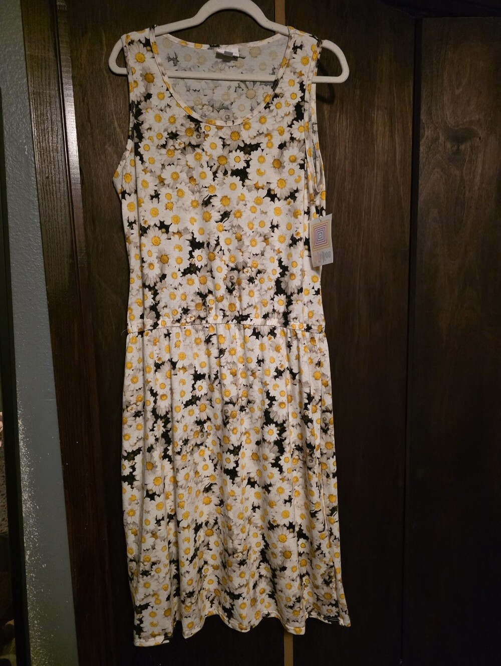 LuLaRoe White and Yellow Daisy Print Midi Dress
